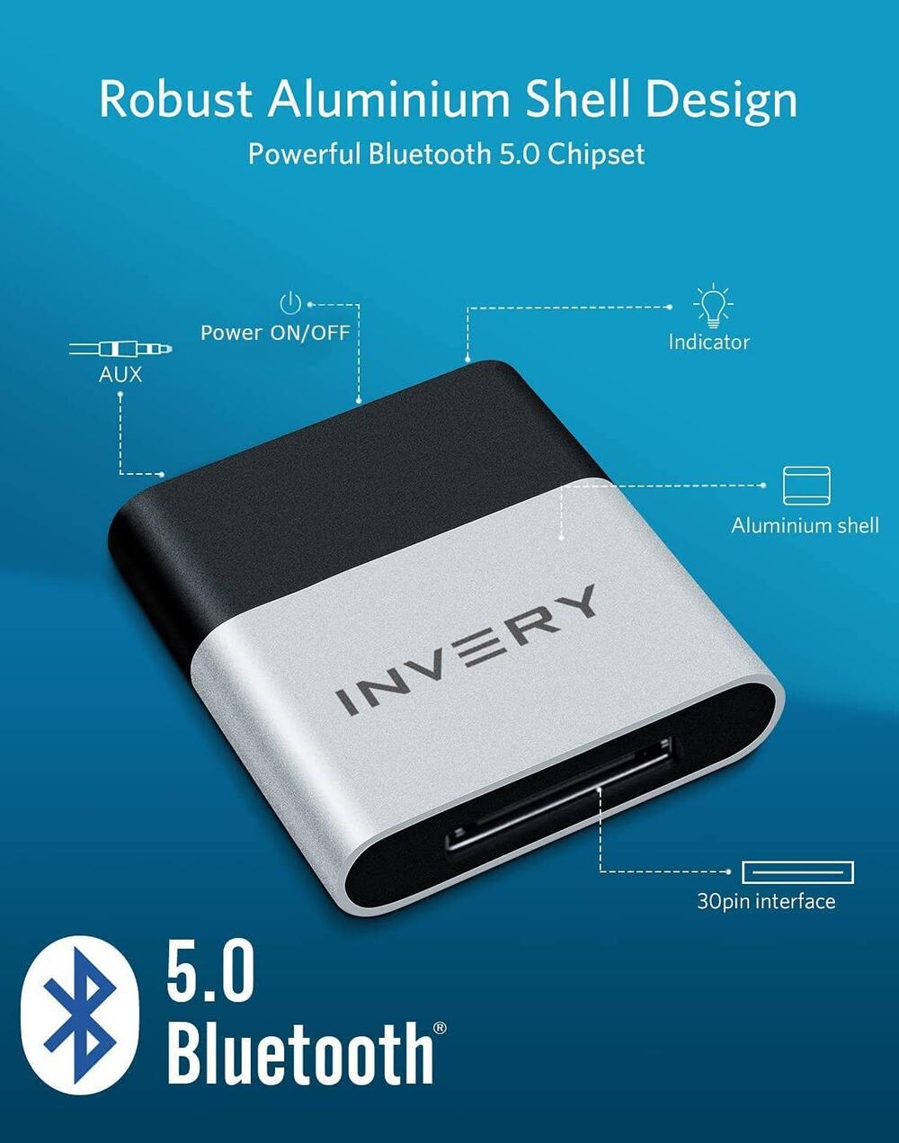Invery DocklinQ Pro Bluetooth Audio Adapter for iPod Music Docking Station
